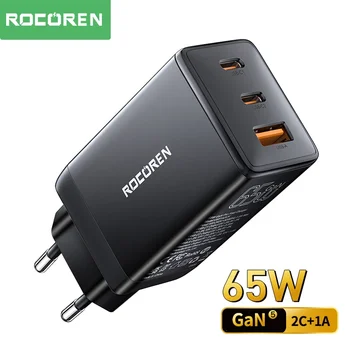 Rocoren PD 65W GaN Charger QC 4.0 3.0 USB Type C Quick Charge Charger Fast Charging Adapter For Laptop iPhone 15 14 Pro MacBook