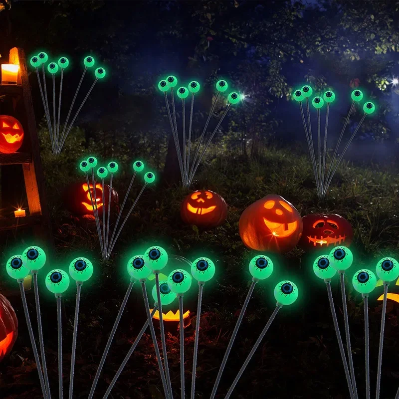 2024 NewSolar-powered Halloween Ghost-eye Plug-in Lights LED Outdoor Courtyard Festive Atmosphere Firefly Decorative Lights Hot