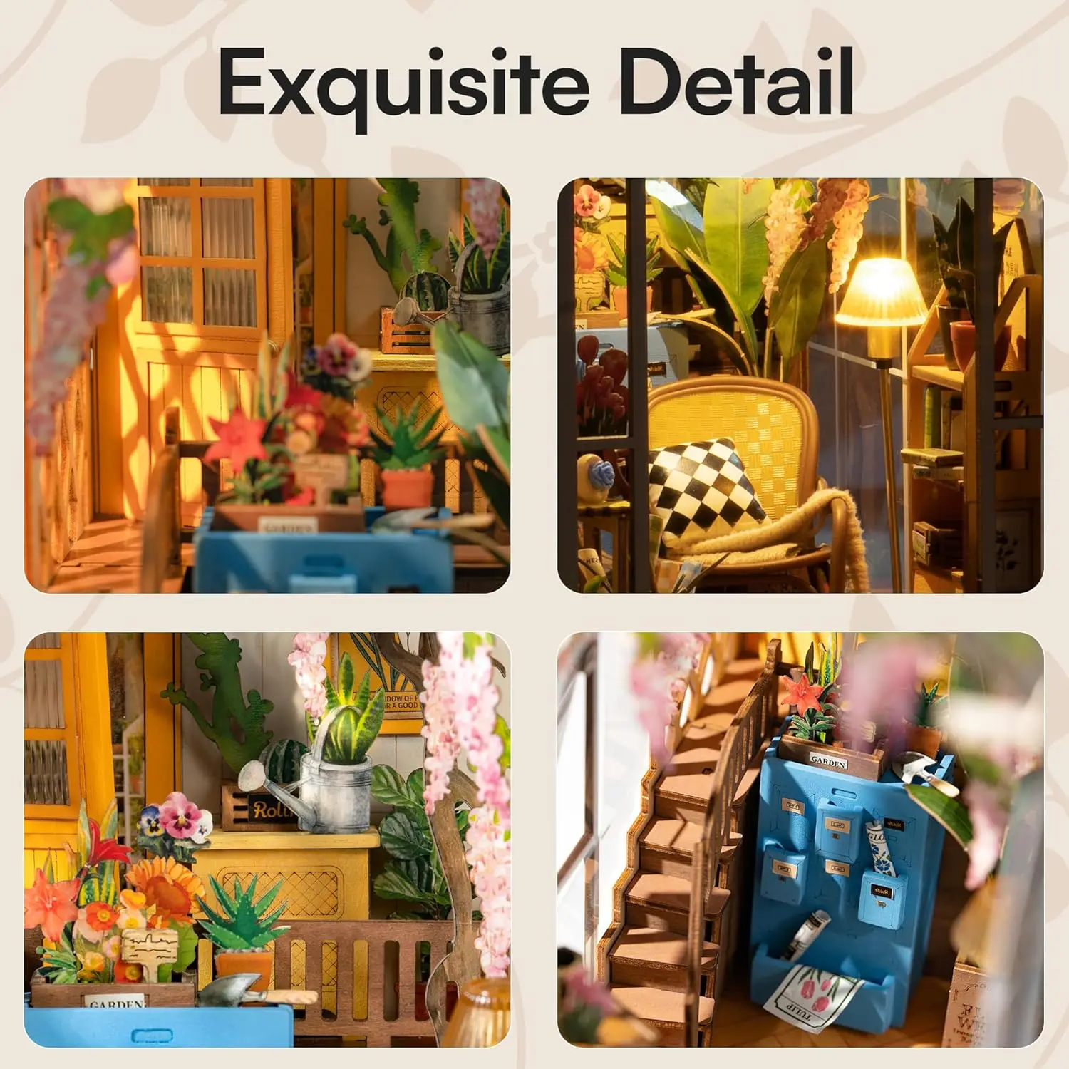 DIY Miniature House Kit, 3D Wooden Puzzle Booknook with LED Light, Unique Gifts for Hobby Diorama