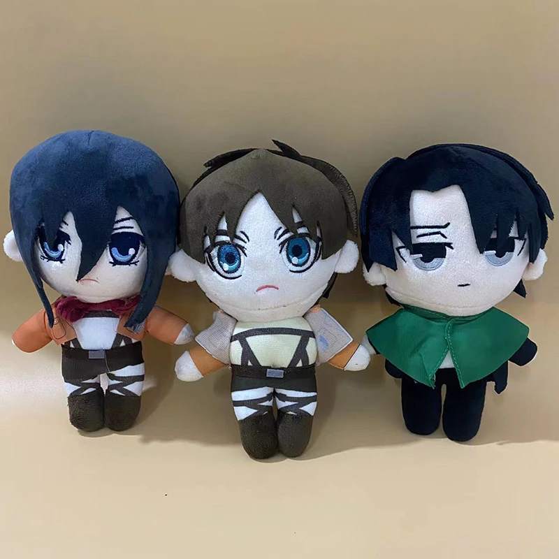 Boneka Plush Anime Attack On Titan 20cm, Mainan Kawaii Levi Eren Mikasa Ackerman, Koleksi Lucu, Hadiah Ulang Tahun Untuk Anak-Anak