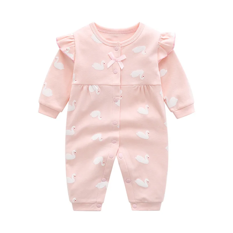 Herbst Baby kleidung 0 bis 3 6 12 Monate für Neugeborene Stram pler rosa Prinzessin Mädchen Overall mit Fuß Kinder Body