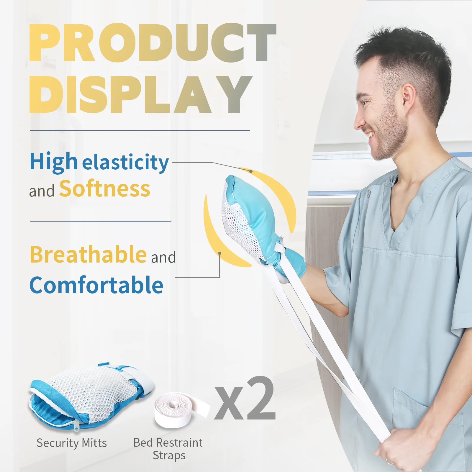 

EZ Assistive Dementia Restraint Gloves Patient Zipper Opening or Elderly Fingers Protection Dementia Products One Pair(2pcs)
