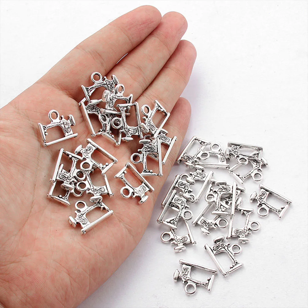 

40 Pcs Ancient Silver Pendant Sewing Machine Charm Bracelet Jewelry Making Pendants