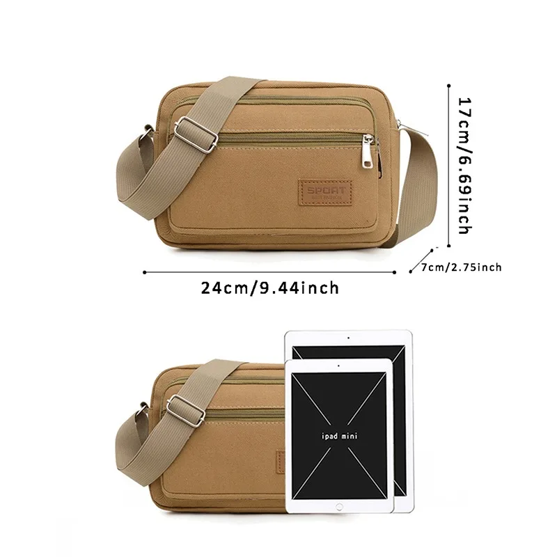 Messenger Sling Bags For Men Casual Canvas Small Zipper Crossbody Pouch Simple Small Crossbody Shoulder Bag Men Bag