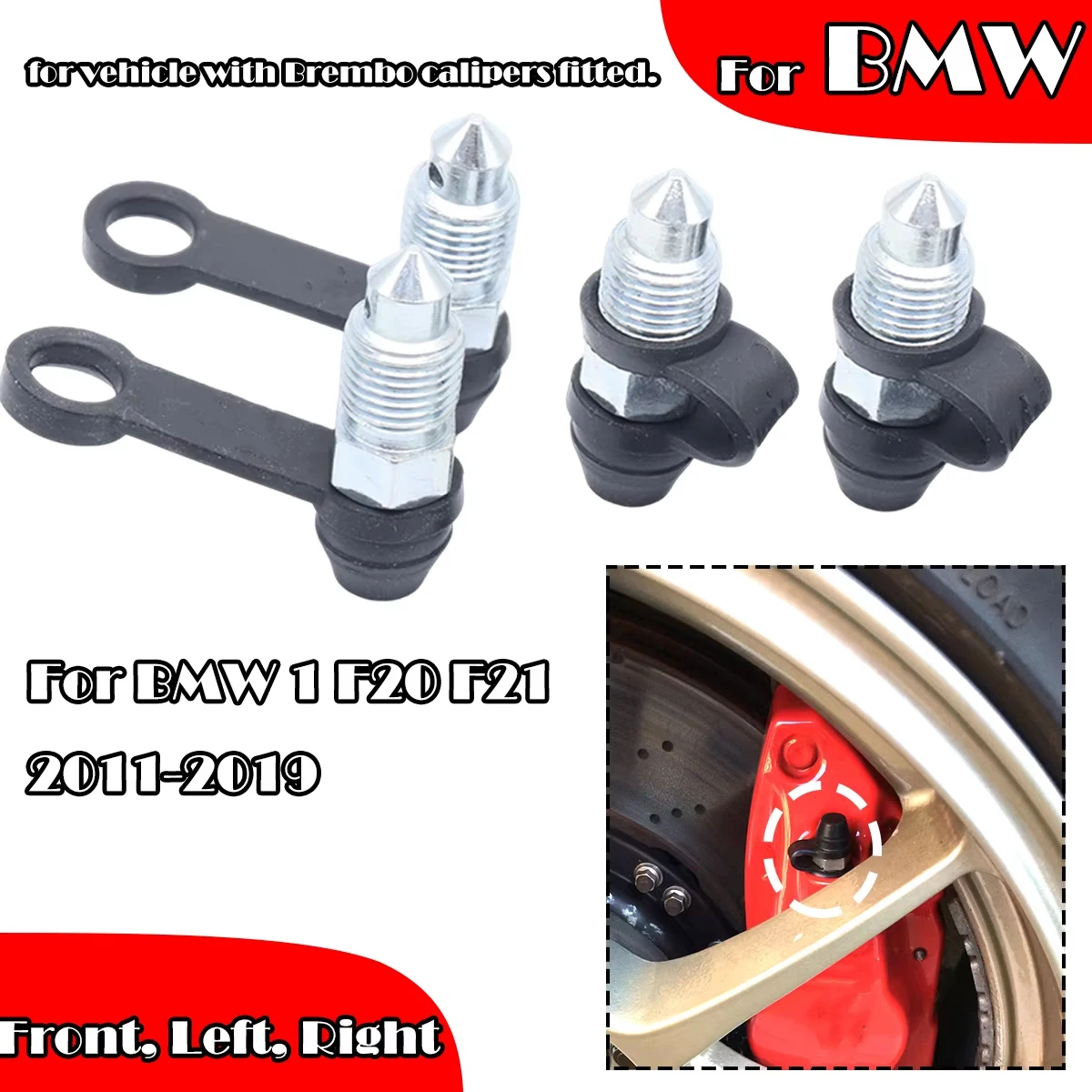 

For BMW 1 F20 F21 2011-2019 Front Left Right Brake Caliper Bleed Nipples Screws Repair Kit Bleeder Valves Dust Caps for Brembo