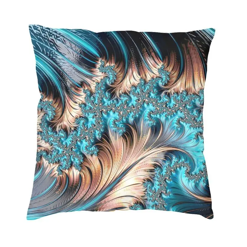 Turquoise Gems Geometric Art Cushion Cover 45x45cm Home Decor 3D Print Elegant Copper And Teal Fractal Four Throw Pillow Case