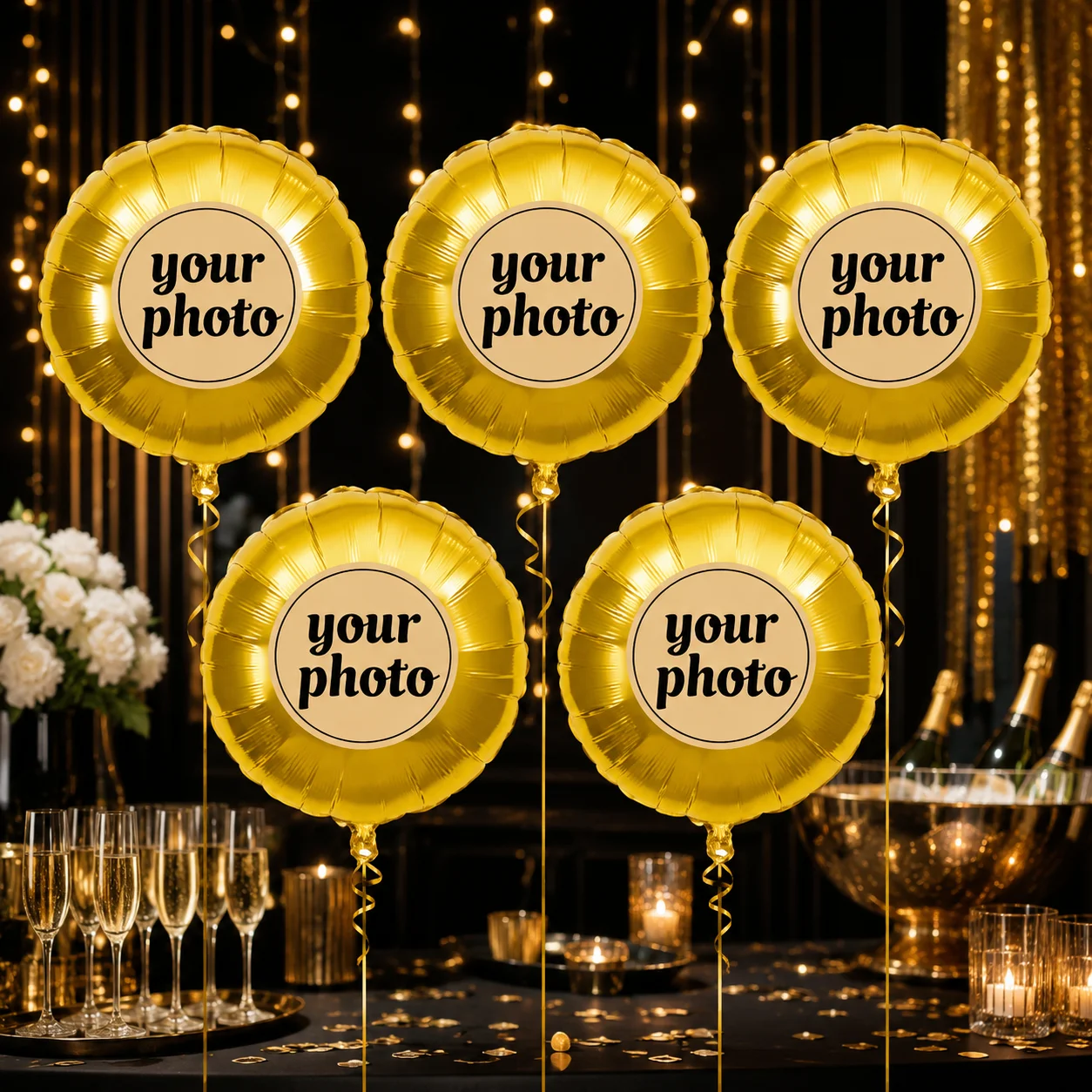 Personalized Foil Balloon with Custom Photo Logo Text Round Self Adhesive Sticker for Birthday Christmas Halloween Party Decor - view 5