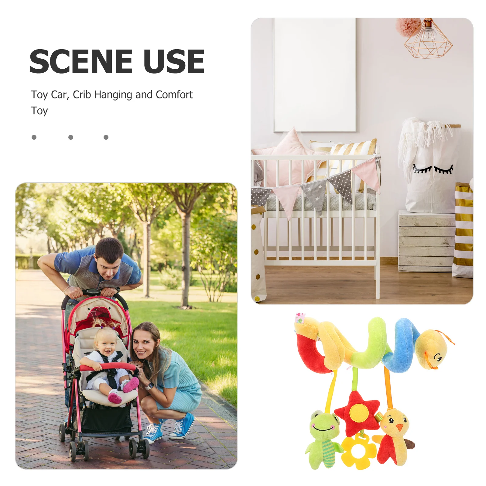 مقعد سرير السيارة المعلق على شكل حلزوني للأطفال، نشاط مهدئ، عربة أطفال مريحة للتطوير الحسي، سجادة لعب للتعليم المبكر للرضع #2