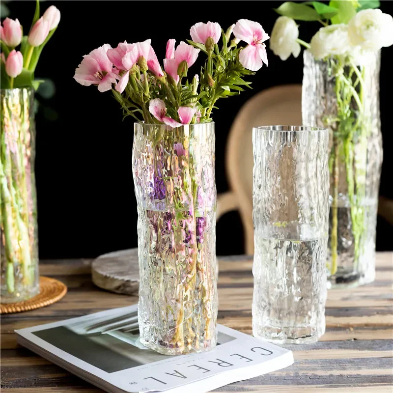 

Nordic retro romantic table glass vase light luxury colorful vase flowers green plant flower apparatus home decor flower vase