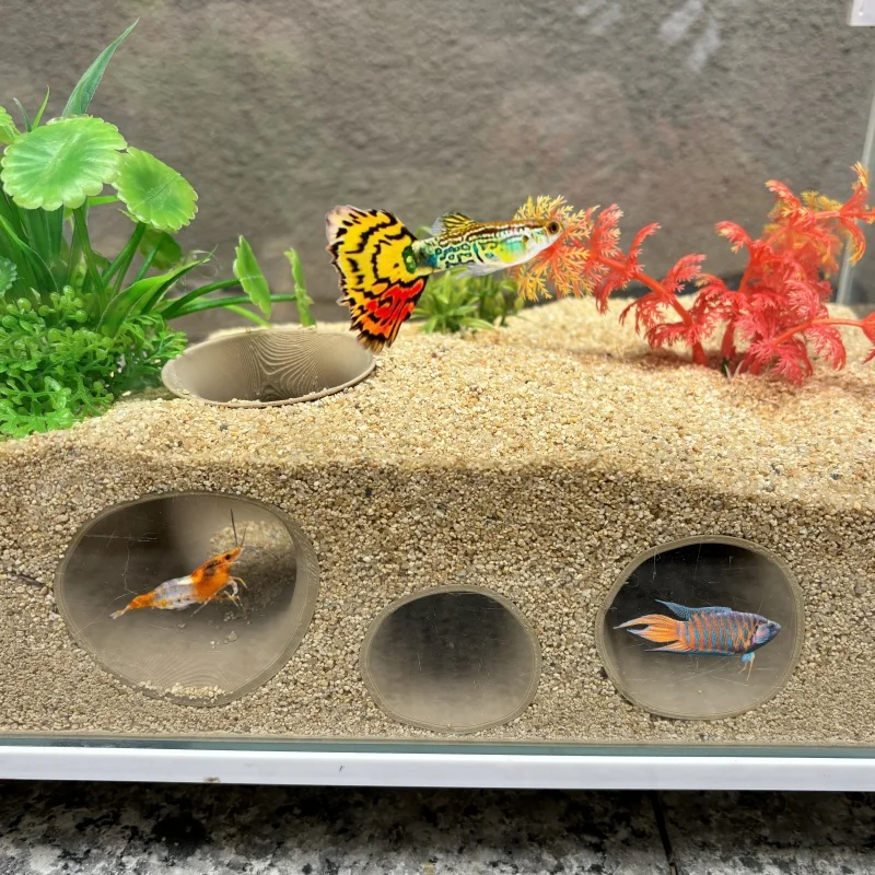 4-hole aquarium, small fish and shrimp cave, aquarium scenery decoration