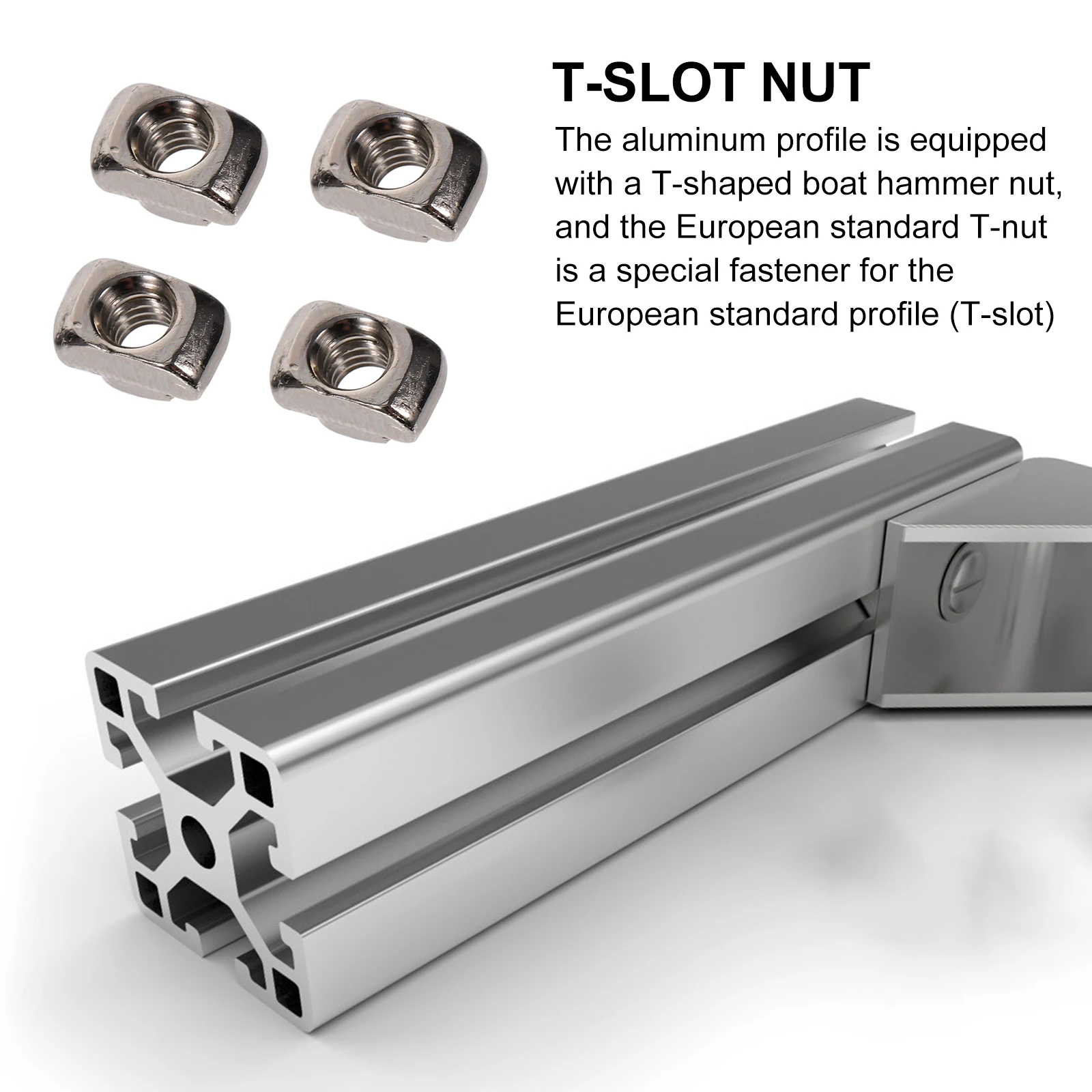 

180pcs T-Type Nut Carbon Steel Nickel Plated Sliding For Aluminum Profile T Slot Fastener Hardware Connector Indoor Outdoor Use