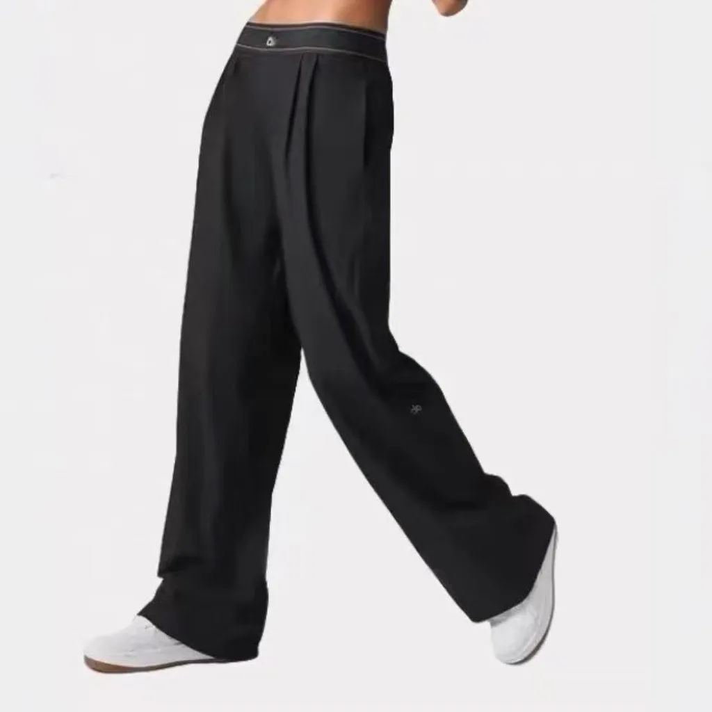 سراويل رياضية غير رسمية جديدة مرنة عالية الخصر بلون سادة سراويل على الطراز الأمريكي 2025 سراويل مستقيمة صيفية عالية الشارع #2