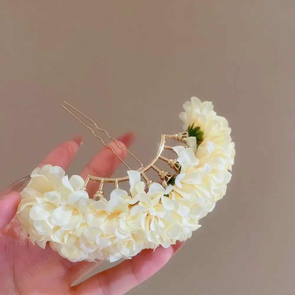 

Elegant Sweet Flower Hair Stick Bohemian Fairy Chinese Style Side Clip Hair Fork Simulation Flower Bride Hair Accessories Female