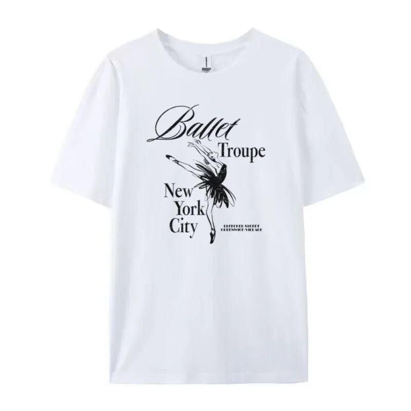 New York City Ballet Vintage T-Shirts Cute Aesthetic Ballerina Dancer T Shirt Women Short Sleeve Graphic Tees Female Tops Gifts