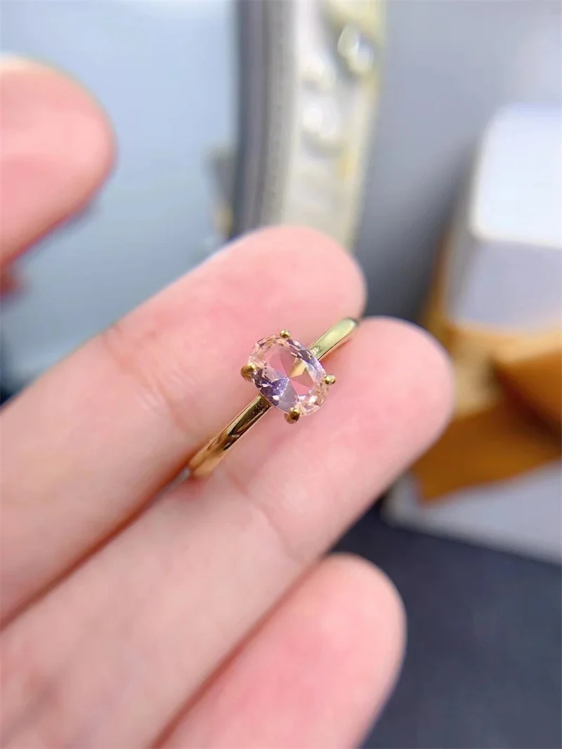 

Настоящее серебро 925 пробы с морганитом, простой дизайн, обручальное кольцо для женщин и девочек, подарок на день рождения, Рождество, ювелирные изделия, желтое золото