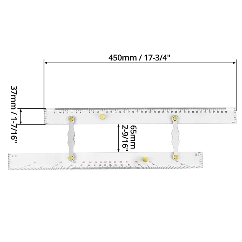 مسطرة بحرية متوازية للقوارب ، موازين واضحة ، نقاط رسم خرائط لسحب مسطرة متوازية ، مسطرة مخططات بحرية ، 450 مللي متر