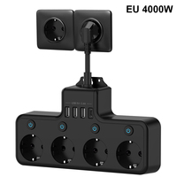 16A 4000W European Standard Plug-in Short-line 4-way Power Strip Can Switch Multiple Sockets Individually With USB