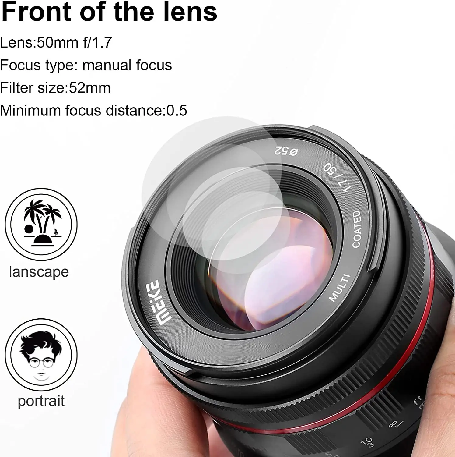 Meike 50mm F1.7 Full Frame Large Aperture Manual Focus Lens for Sony FE E Mount Mirrorless Cameras A7RIII A7III A7RIV A7IV A7 A9