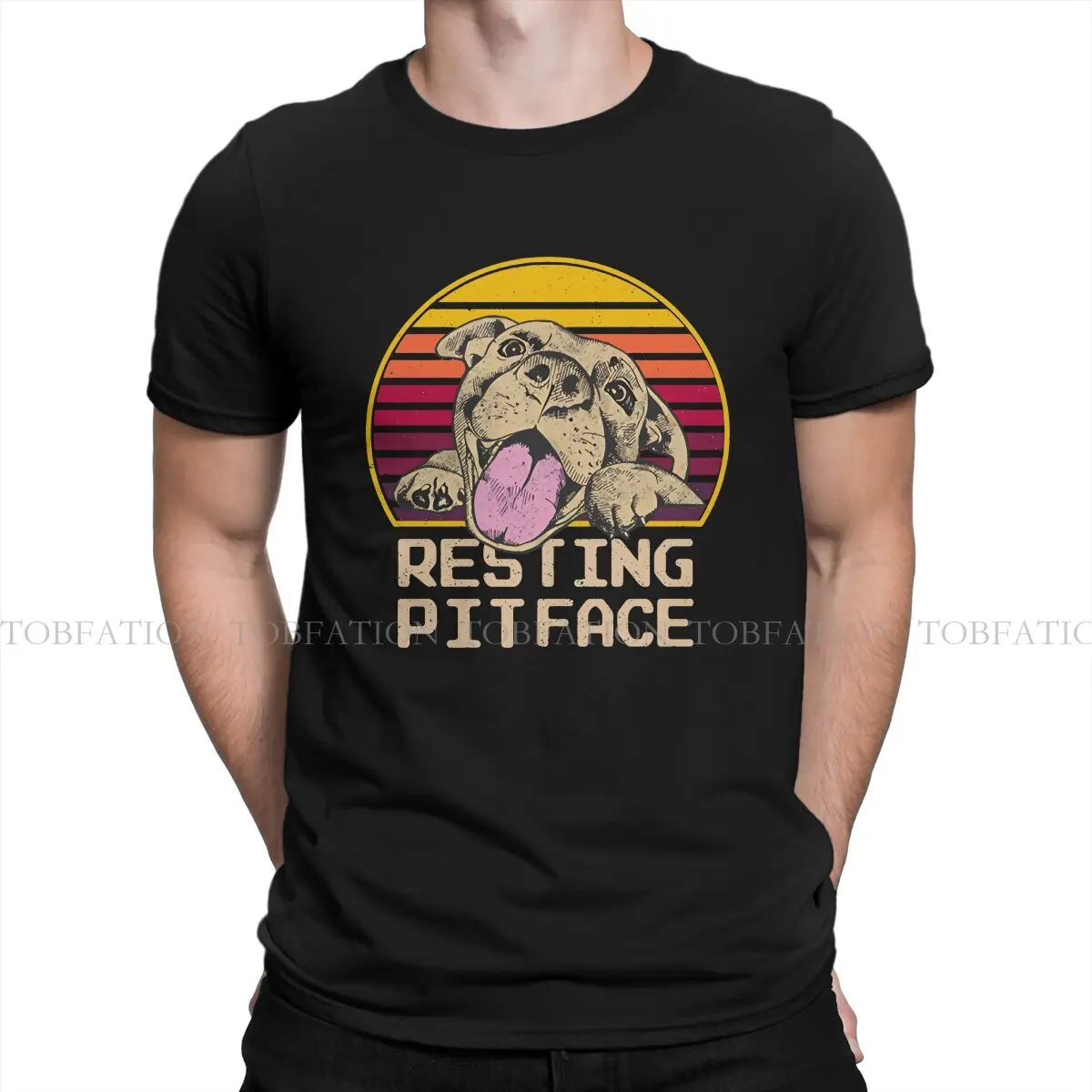 Dog Pitbull Resting Pit Face Funny Fashion TShirts Dog Lover Men Harajuku Pure Cotton Streetwear T Shirt Round Neck Oversized