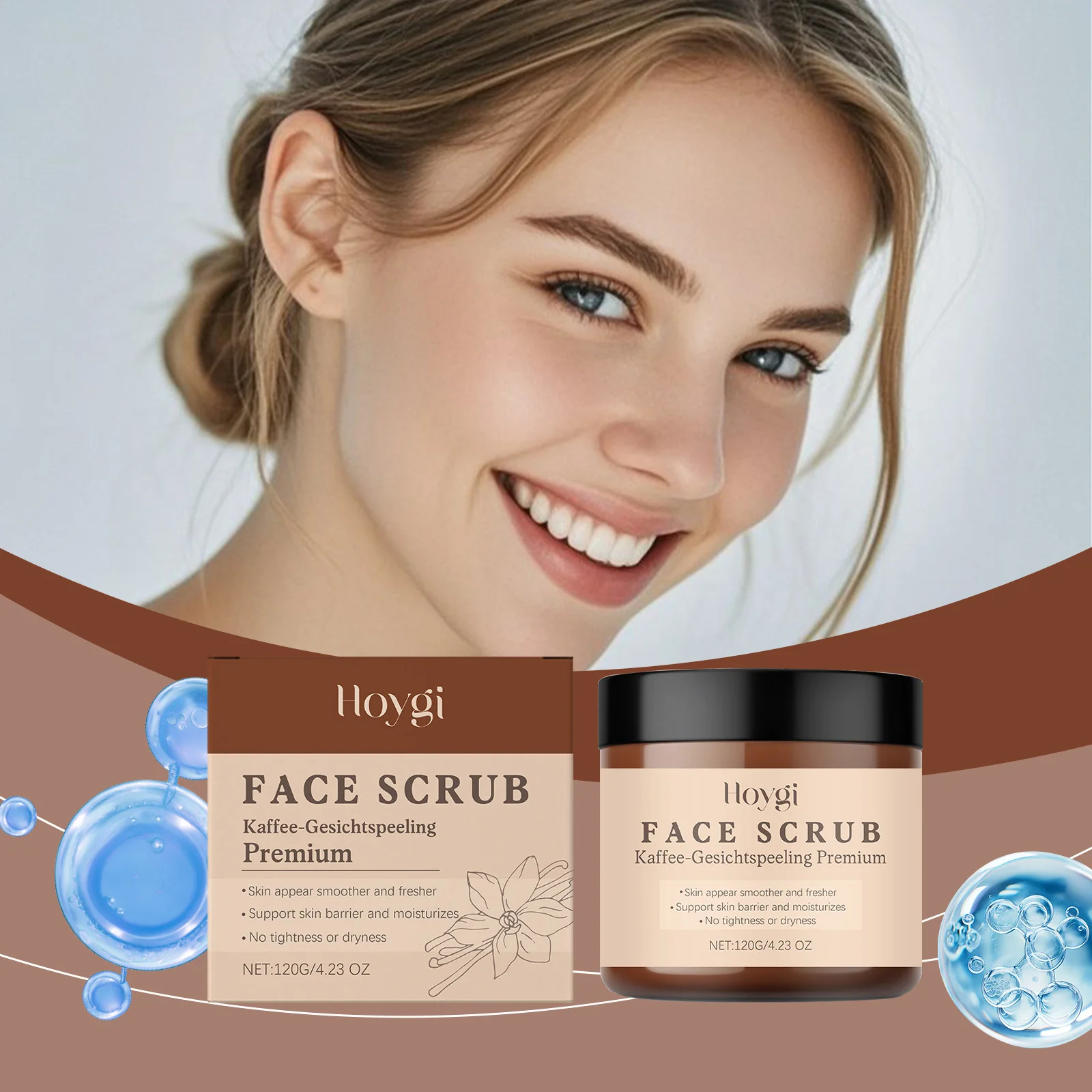 ホイギ フロイド バニラコーヒー フェイススクラブ、優しいスムージング洗顔料、保湿、120g