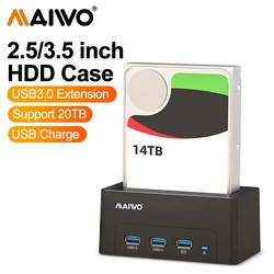 MAIWO-Hard Disk Drive Dock, Docking Station, USB para SATA, HDD, SSD, 2 Portas USB 3.0, 1 Fast Charge Port, Caso HDD, 2,5 polegadas, 3,5 polegadas