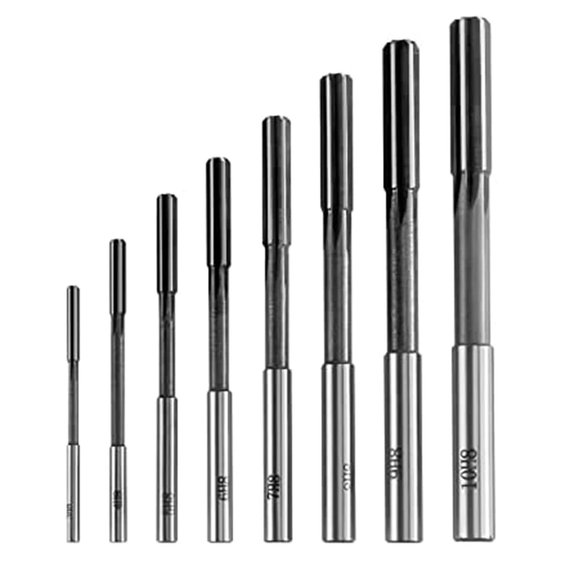 Machine Reamer Set, 8 Pcs HHS H8 Straight Shank Machine Chucking Reamer Milling Cutter, 3/4/5/6/7/8/9/10Mm