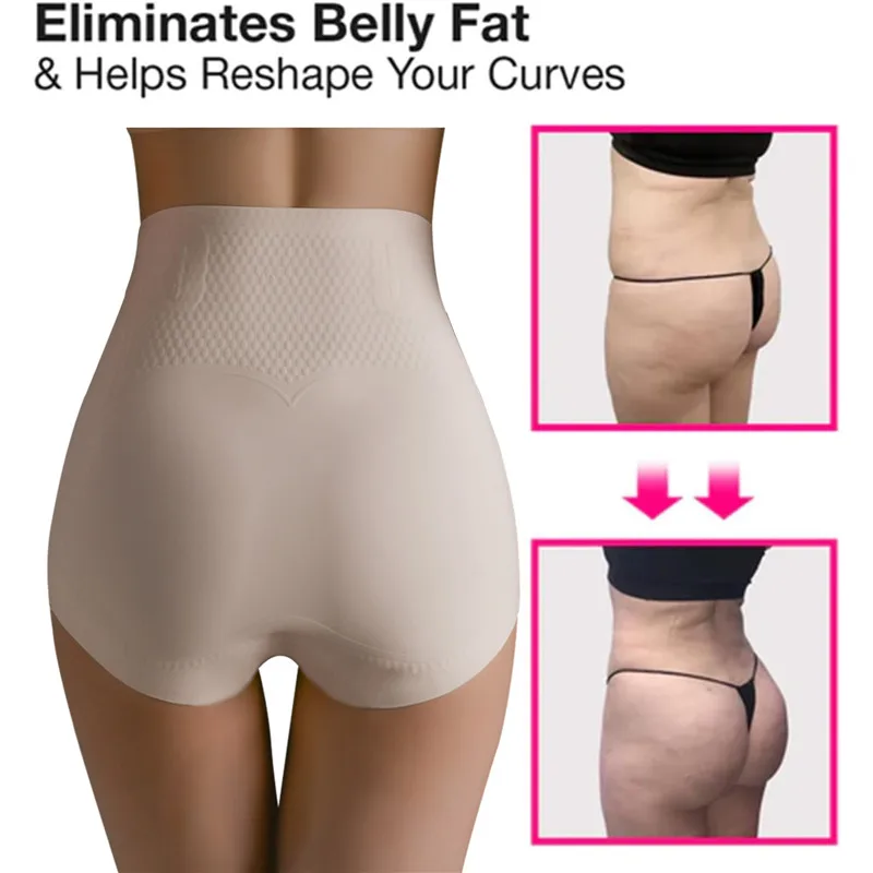 Ice Silk Ion Fiber Repair Shaping Women Tummy Control Sculpt Underwear Short High Waisted Body Shaper Briefs Firm Pant Shapewear