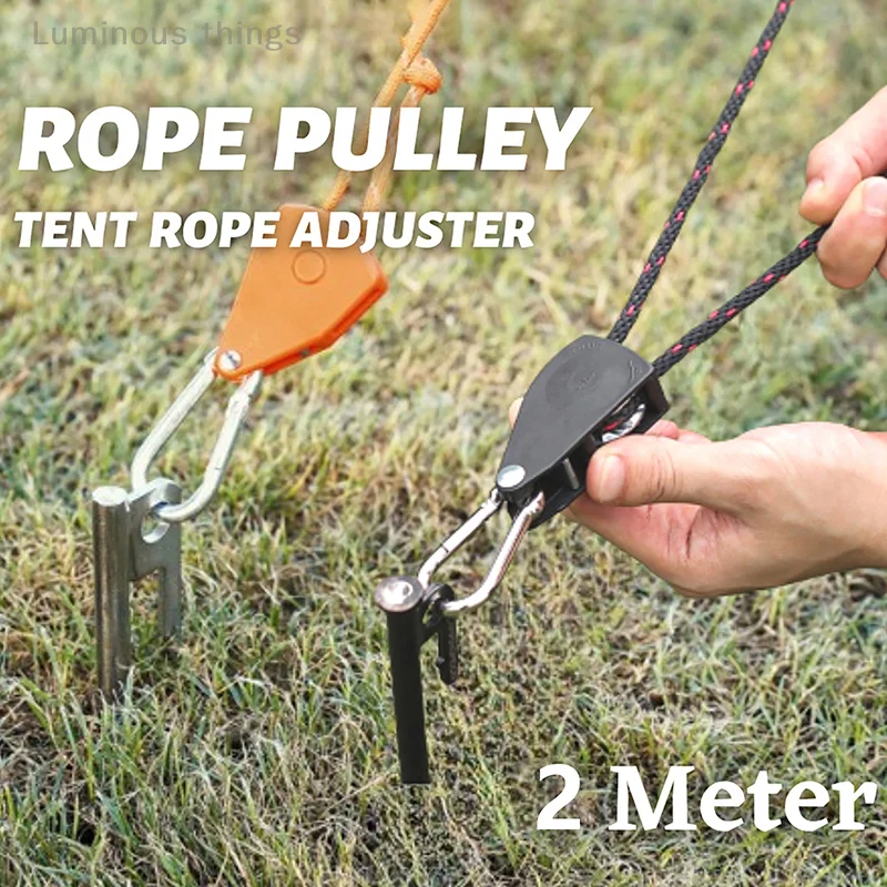 Camping Tent Rope Windproof Night Reflective Rope Buckle Lanyard Pulley Regulator Adjustable Lifting Ropes Outdoor Equipment