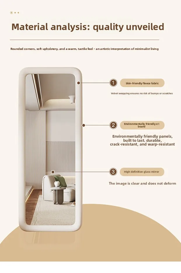 YFY Full Length Mirror Simple Floor  Home Wall Floor Dressing  Living Room Cream Style Fitting
