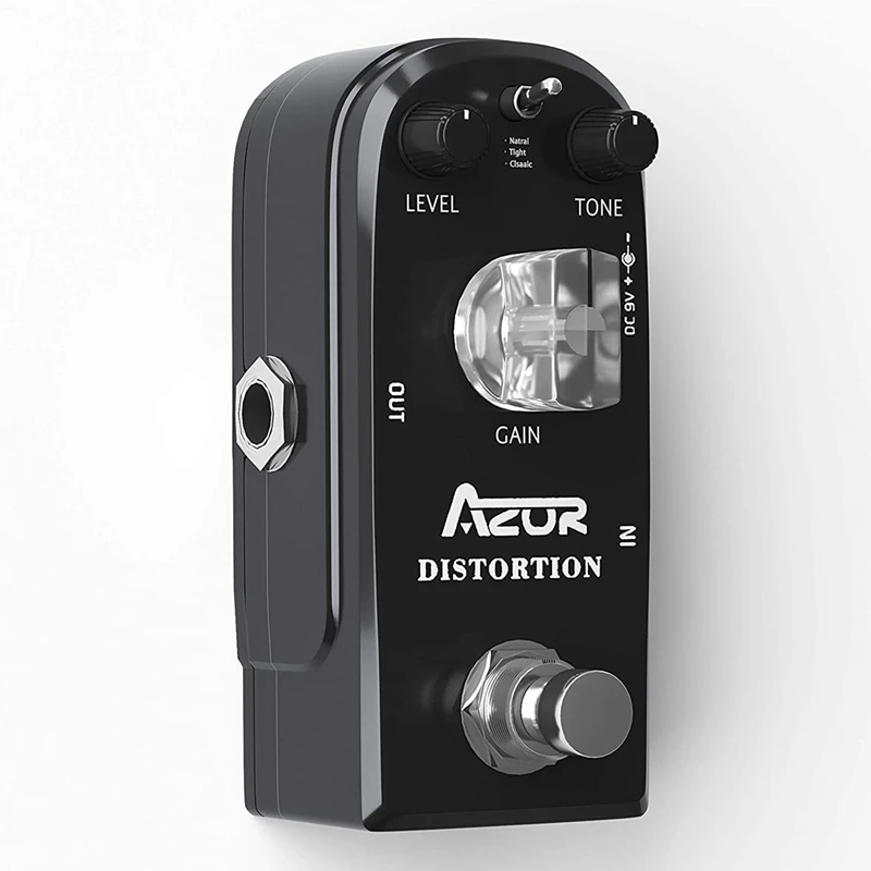 AZOR Distortion Guitar Pedal Effect 3 Modes Natural, Tight, Classic with True Bypass Black AP-302 Guitar Accessories