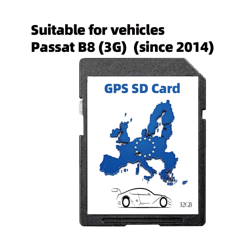 التوافق مع Passat B8 3G منذ 2014 خريطة السيارة SD بطاقة الملاحة GPS AS V22 تغطية أوروبا