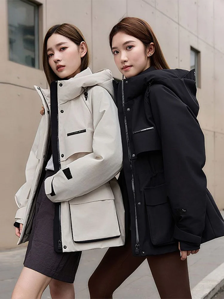 

Pike down Jaet Women's Mid-Length Winter New Sle Hooded Waist-Cinching Slimming Faionable Versatile Workwear Coat