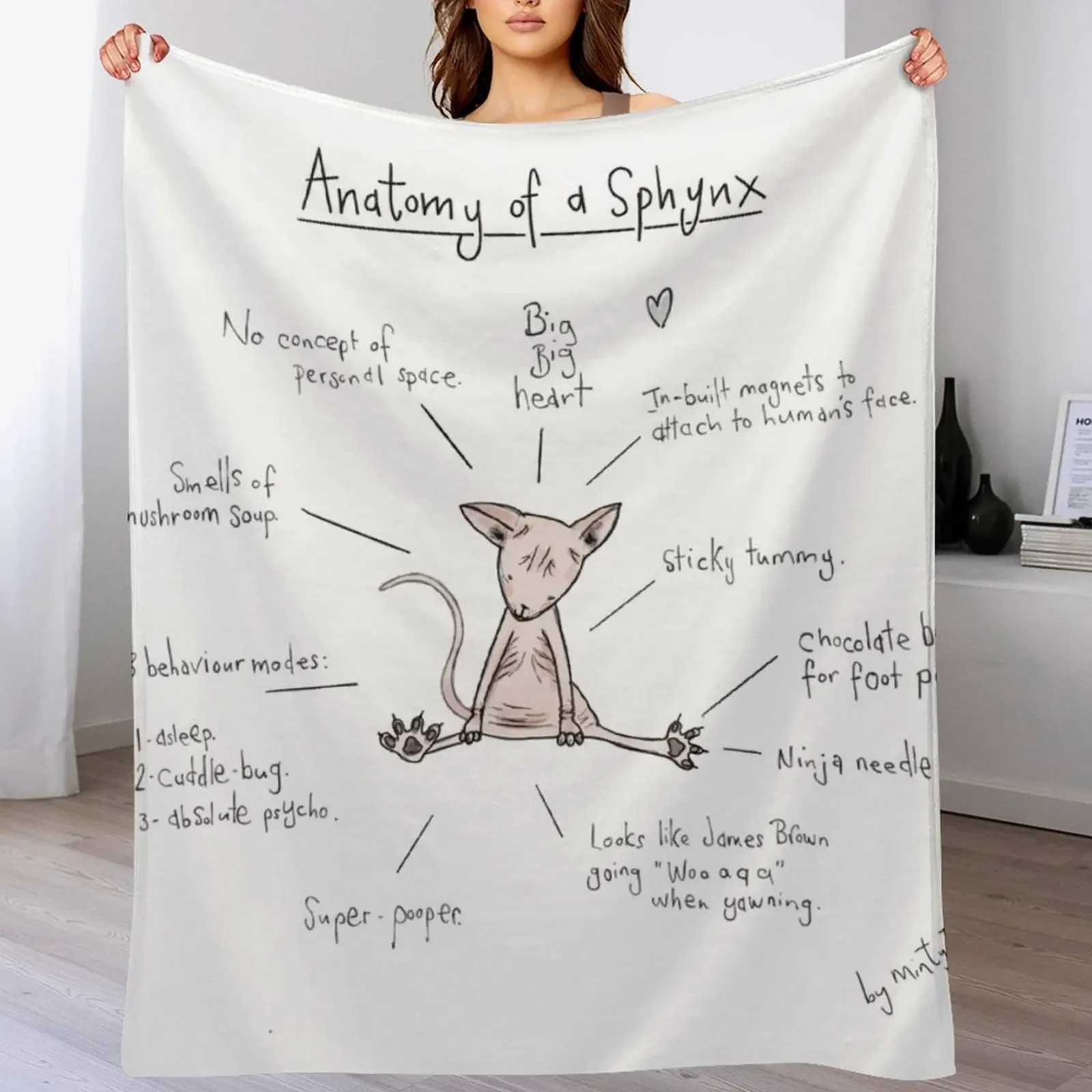 

Anatomy of a Sphynx Throw Blanket Ultra Soft Flannel Fleece Blanket for All Seasons