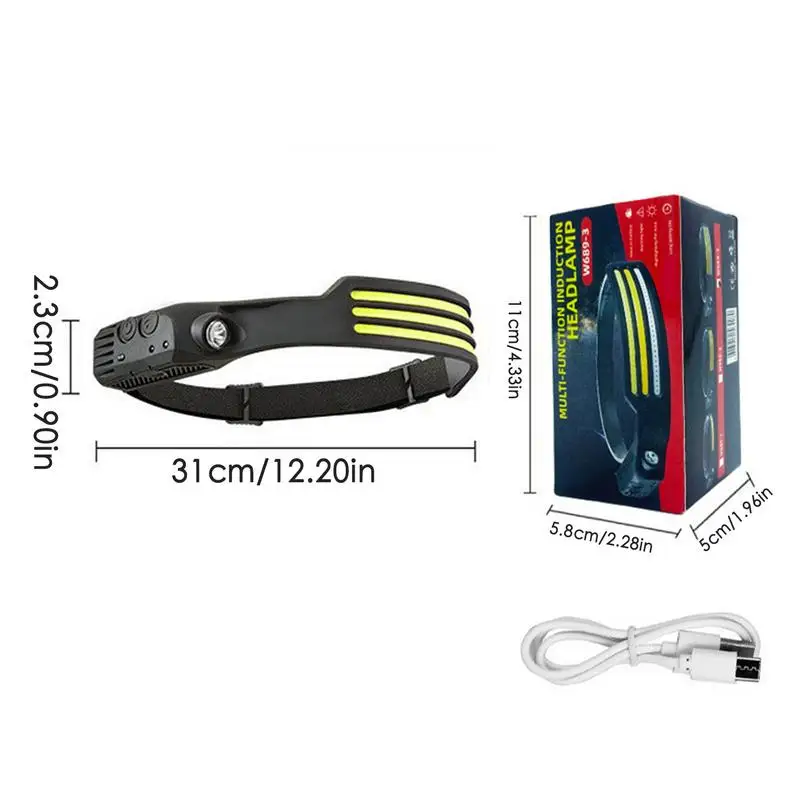 Motion Sensor Headlamp 4 Modes Bright Head Lights Motion Sensor LED Headlamp Rechargeable Running Headlamp For Camping Cycling