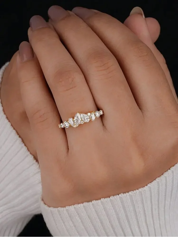 Ring aus 925er-Sterlingsilber, klassischer Marquise-Wassertropfen-Zirkon-Ring für Frauen, Verlobung, Hochzeit, luxuriös, hochwertiger edler Schmuck