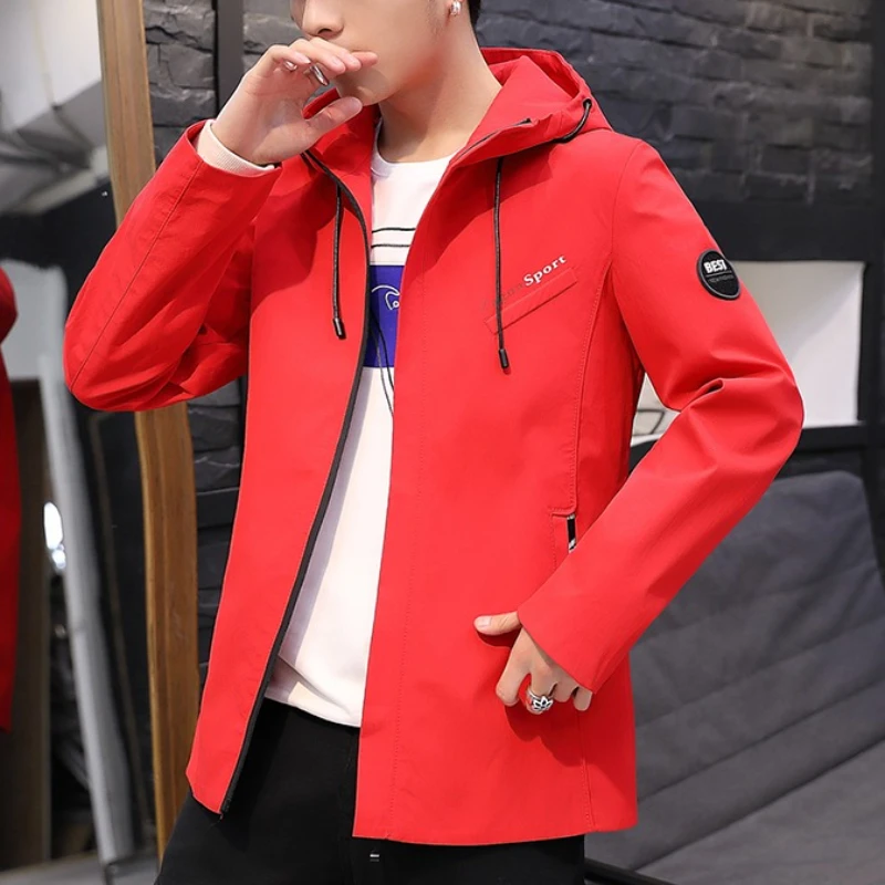 

Korean Fashion Hooded Jacket Men 2025 Autumn Casual Business Jackets Slim Fit Outdoor Social Windbreaker Coats Streetwear