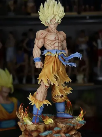 Jt Statue Dragon Ball Z Son Goku Figure Replaceable Heads Led Base Super Saiyan Goku Action Figures Collection Mode Toys Gifts