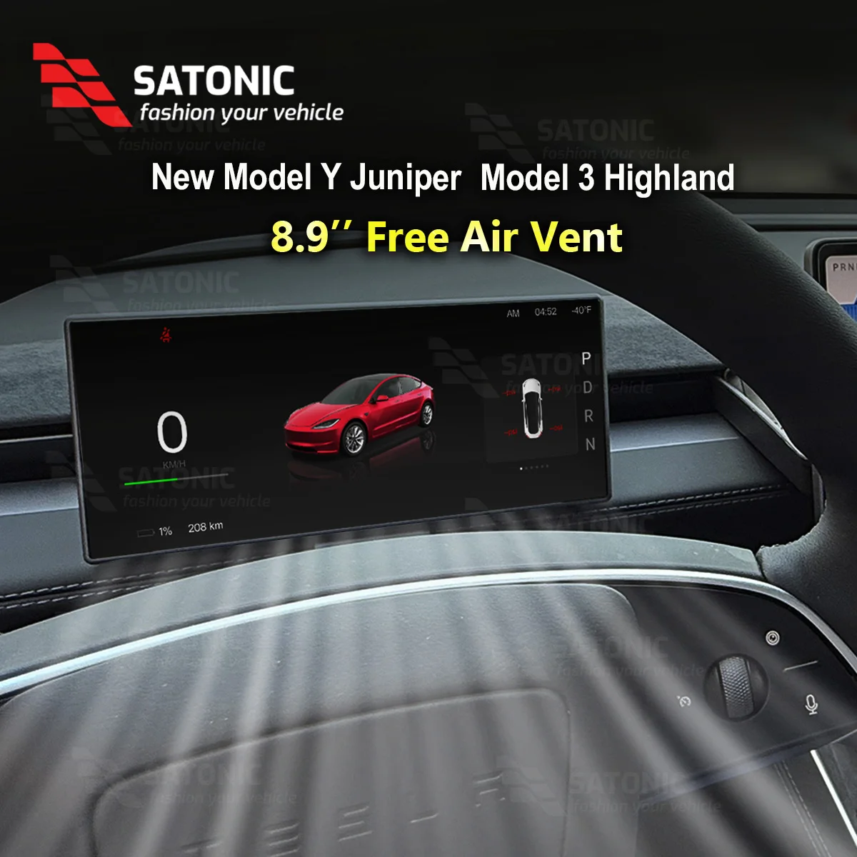 SATONIC ST89MAX Smart Dashboard Screen Display For Tesla Y 3 Highland New Model Y Juniper YL Support Carplay  Andriod Auto Navi
