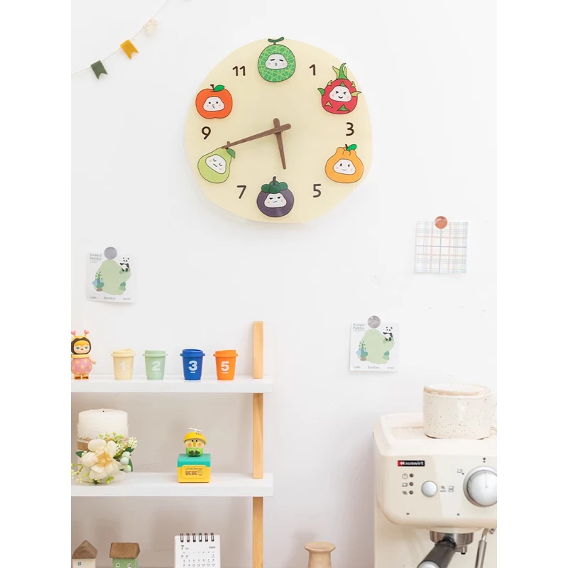 

Japanese-Style Cartoon Fruit Pattern Acrylic Wall Clock, Cute Ornaments, Home, Living Room, Desktop, Pendant Decoration