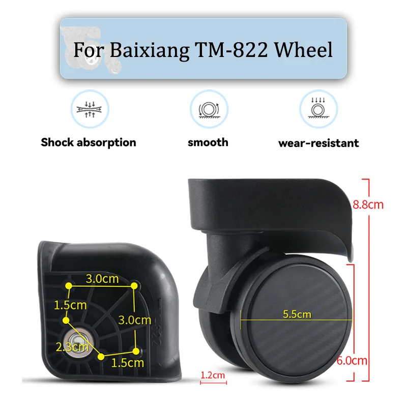 

For Baixiang TM-822 Universal Wheel Replacement Suitcase Rotating Smooth Silent Shock Absorbing Wheel Accessories Wheels Casters