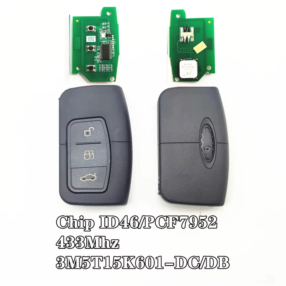 

ID46 Chip 433MHZ Flip Remote Car Key For Ford Fusion Focus Fiesta Mk7 Escape Kuga C-Max MK2 Mondeo Galaxy Smart Card Fob