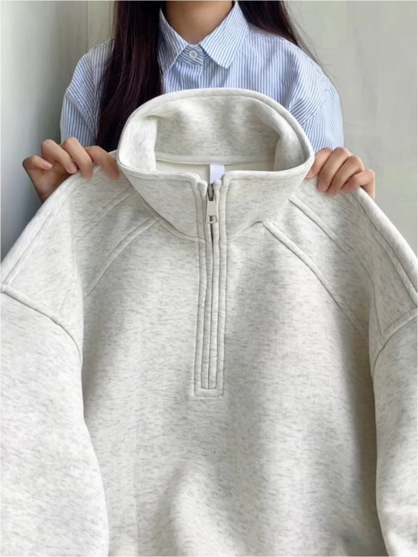 

Мужская толстовка Cleanfit в американском ретро-стиле с молнией, воротником-стойкой, белая, с цветочным принтом, повседневная спортивная одежда