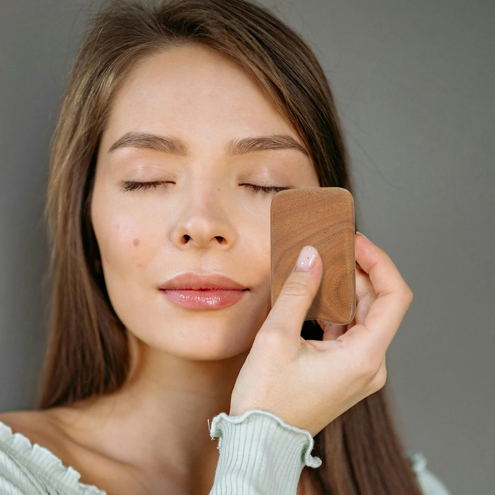 

Массажная доска Гуаша из зеленого сандалового дерева для лица, шеи и тела, многоразовая, портативная, износостойкая, для домашнего массажа, скребок для тела