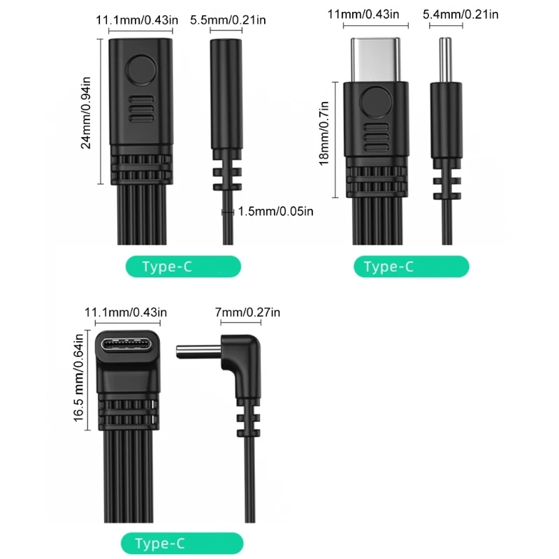 E56B 5-200cm Type to Type Conversion Adapter Cable Converter Wire Support 45W Charging & 480Mbps Data Transfer