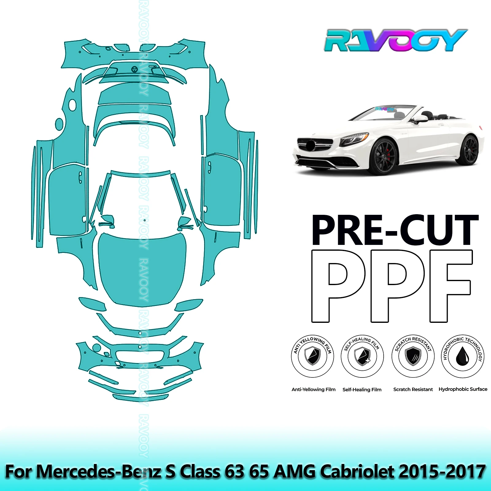 

Full Vehicle Clear Bra Precut PPF Paint Protection Film For Mercedes-Benz S Class 63 65 AMG Cabriolet 2015-2017
