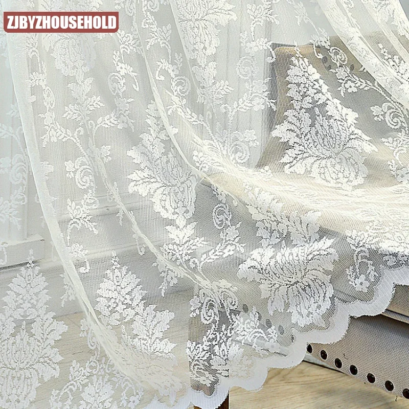 

Embroidery White Tulle Curtains for Living Room Bedroom Balcony European-Style Window Mesh Yarn Sheer Girl Lace Princess Drapes