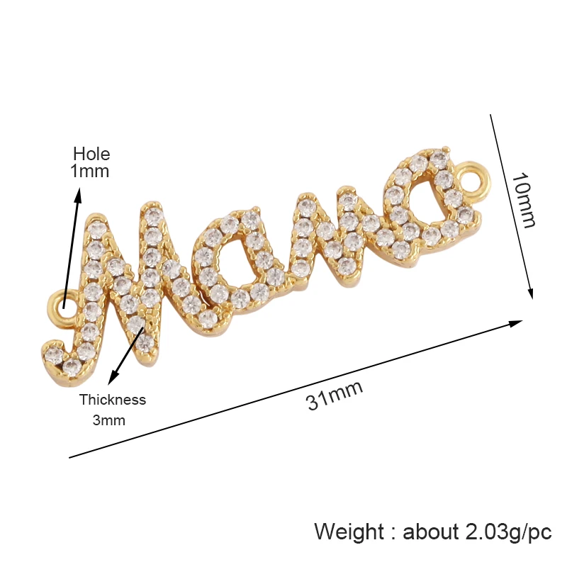 Trendy LOVE AMOR KISS QUEEN MAMA 520 1314 Charm Connector,CZ Zirconia Clasp Bracelet Necklace Components Accessories Supply M64