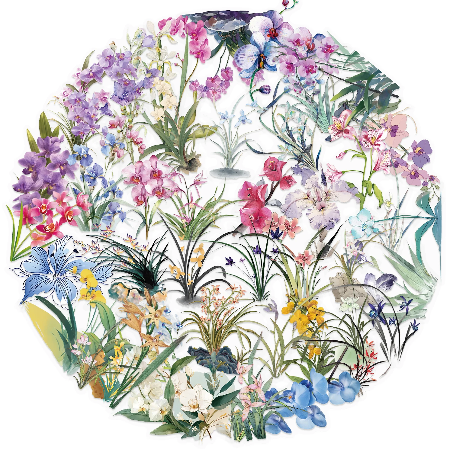 50 Stück Blumenaufkleber, Blumen, natürliche dekorative Aufkleber, ästhetische wasserdichte PET-Aufkleber für Journaling, Notizbuch, Wasserflasche – Detail 12