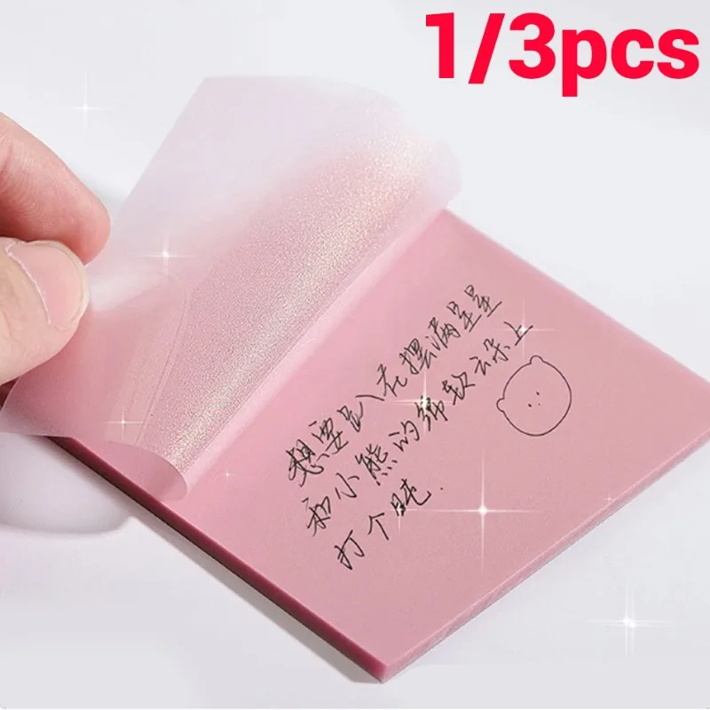 Transparent Sticky Notes 50 Sheets Glitter Matte Clear Memo Message Reminder Waterproof Self-Adhesive Note Pads School Supplies