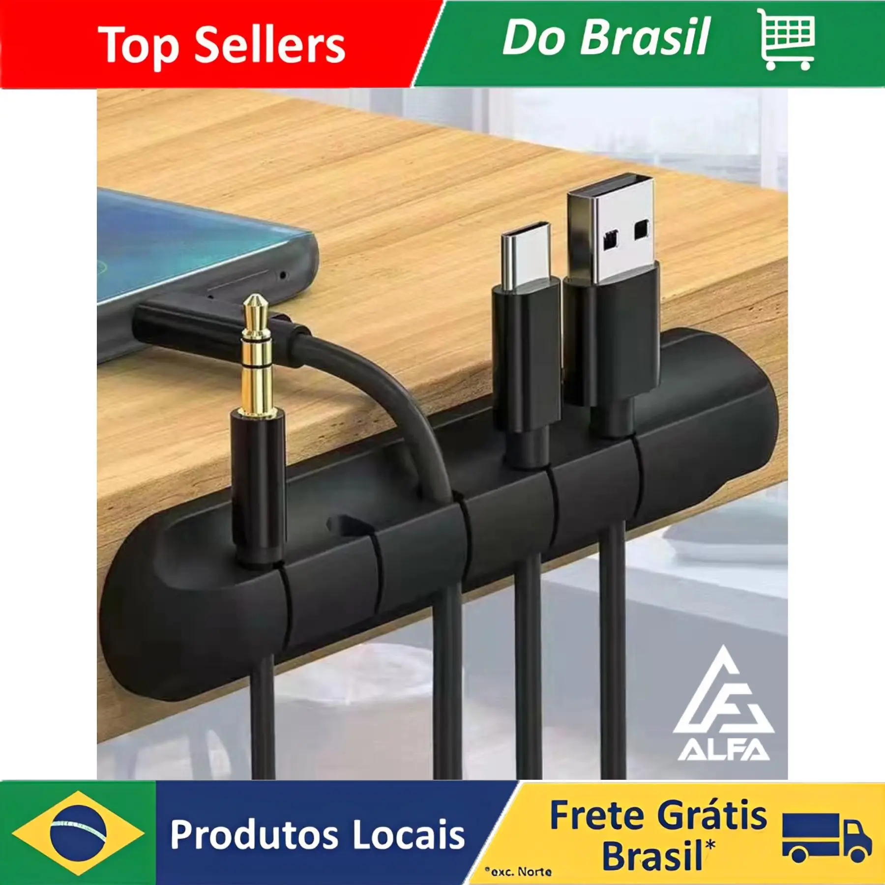 Organizador de Cabos e Fios em Silicone Flexivel para 5/7 Clips cabo